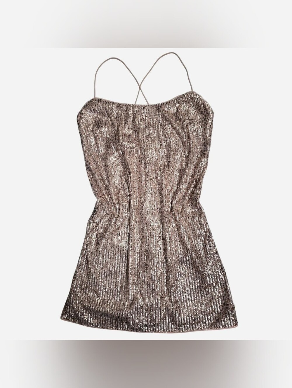 Adrianna Papell Rose Gold Sequin Party Dress